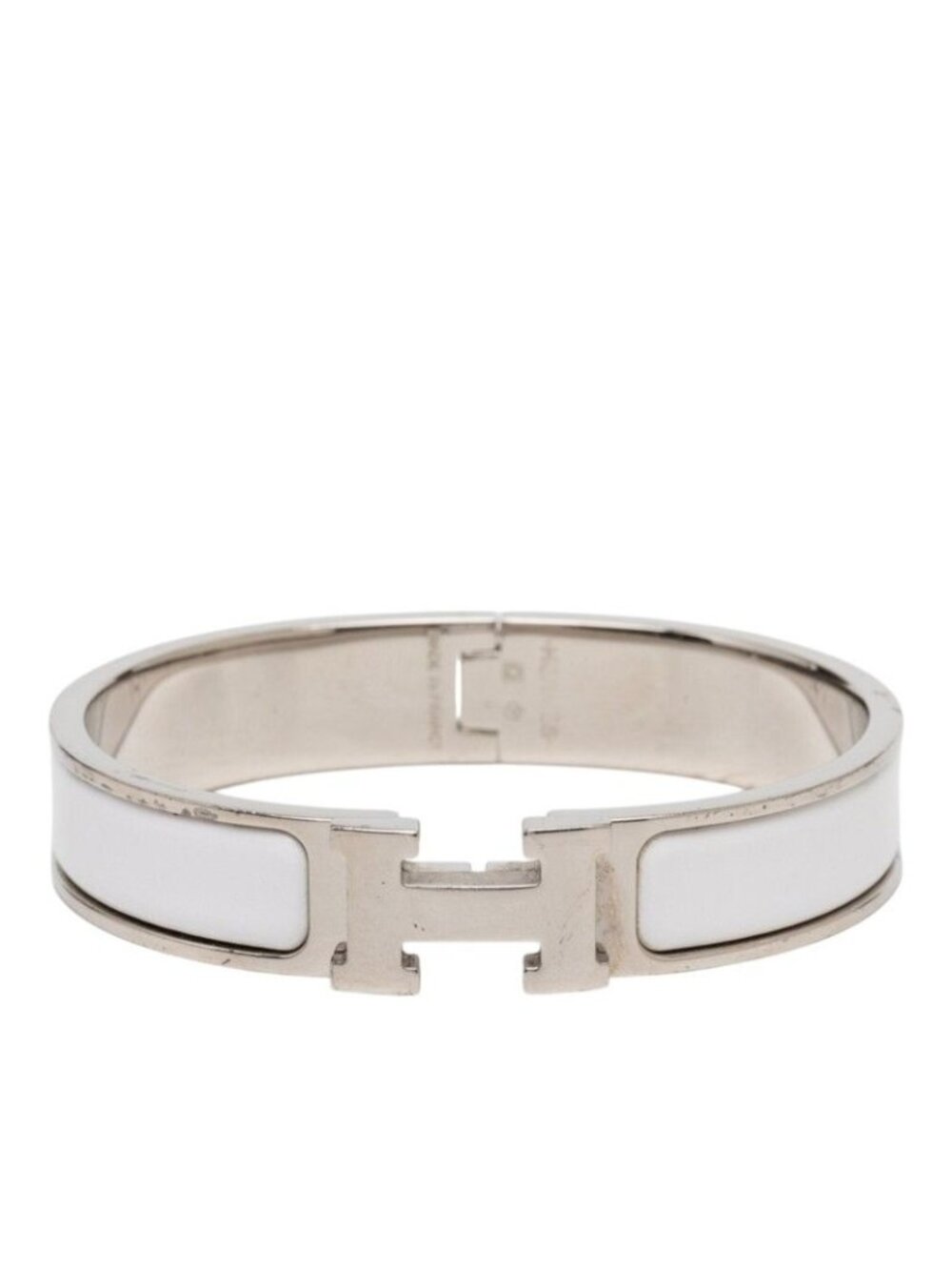 Hermes Click PM Bracelet Silver White Metal Enamel